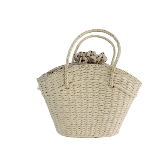 Bolso Tote grande tejido a mano con forro de lunares miniatura 1