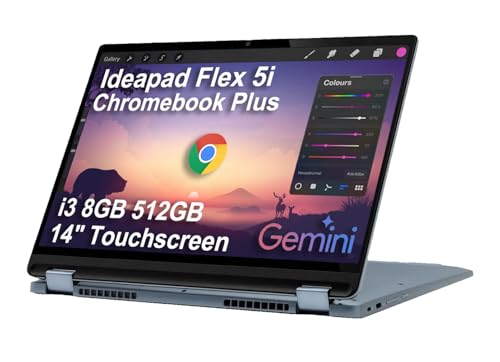 Image of Lenovo IdeaPad Flex 5i Chromebook plus 2-in-1 Laptop (14 inch FHD+ Touchscreen, Intel Core i3-1315U, 8GB RAM, 512GB SSD) Business, Home, Students, 1080p Webcam, Backlit, Lightweight, Chrome OS, Storm Grey