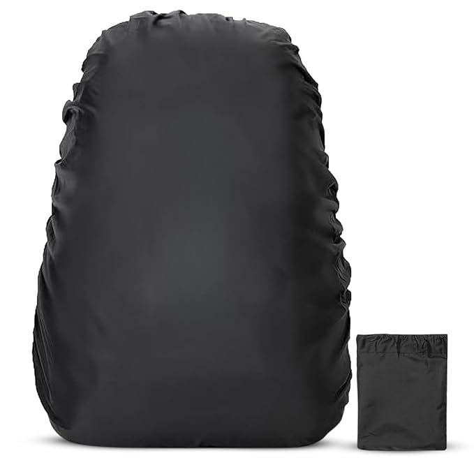 Waterproof Dustproof Backpack Rain Cover, Elastic Adjustable, 45L-60L Capacity, with Pouch, Black-picture-22