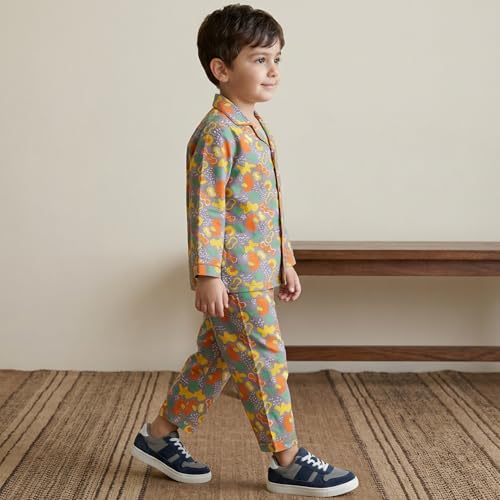 Image of CLAP Kids Cotton Printed Full Sleeves Night Suit