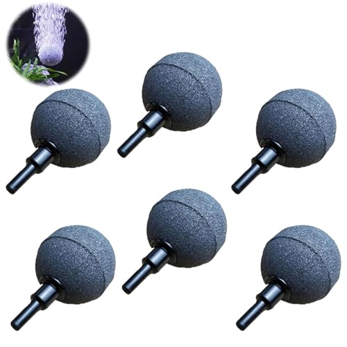 Ktnyl 6 Pièces Diffuseur Bulle Aquarium, Pierre d'air, Pierre à Bulles Nano, Aquarium Oxygen Stone, Tuyau Connectable 4mm/8mm, pour ÉTangs, Réservoirs à...