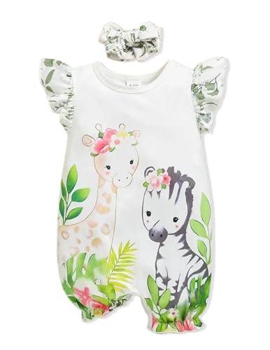 Image of Newborn Baby Girl Clothes Infant Floral Print One-Piece Romper+Jumpsuit+Bodysuit+Hat+Headband