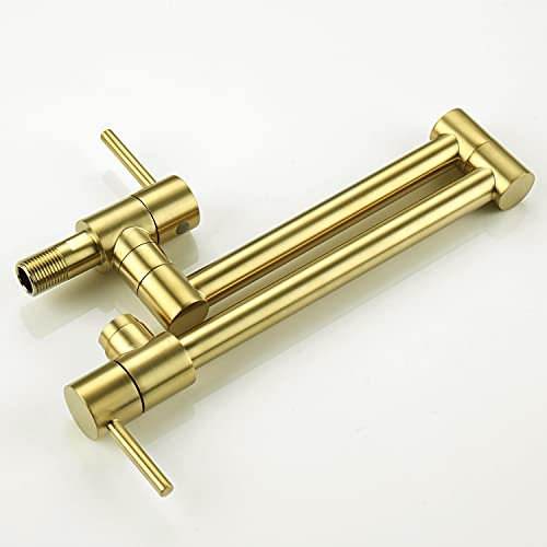 Haiyunda HY-001 Pot Filler Folding Faucets,Wall Mount Pot Filler Kitchen Faucet Solid Brass,Swing Arm Folding Brushed Gold Modern Kitchen Sink Faucet Folding Stretchable thumb #6