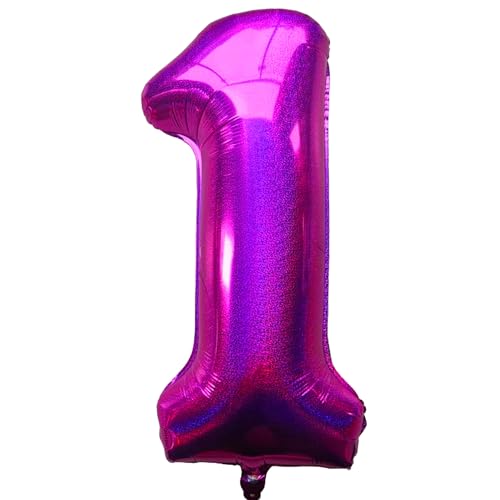 Jonhamwelbor 40 Inch Laser Hot Pink Number 1 Balloon Foil Mylar Giant Balloon for Birthday Anniversary Party Decoration