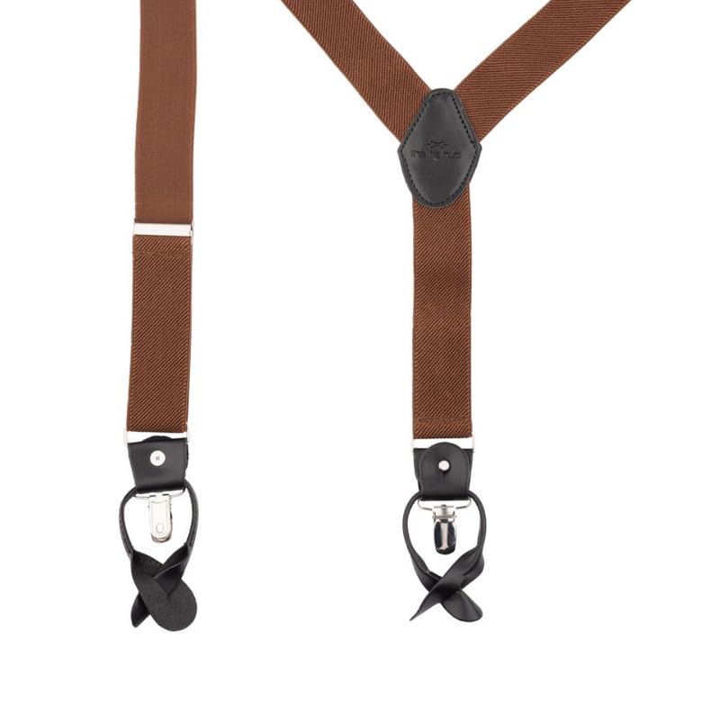 Image of The Tie Hub Button Suspenders for Men | Gentry Button-On Y-Back Elastic Braces | Adjustable 1.25 Inch | Formal Wedding