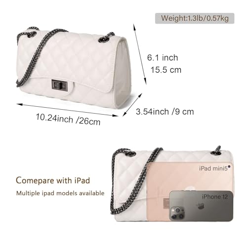 Image of Gladdon Quilted Crossbody Purse for Women Trendy Shoulder Bags | Stylish Shoulder Purse,Quilted Pattern,Structured bag,Chain Strap,Spacious Enough,Casual and Dressy Outfits,Any Occasion