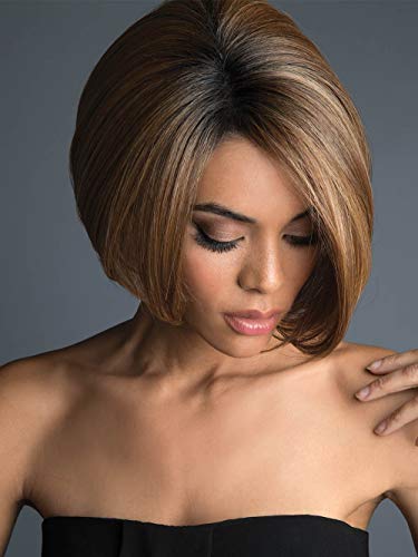 GNIMEGIL Brown Short Bobs Cut Wigs Fashion Asymmetric Hairstyles Fabulous Synthetic Colored Wig (Wig Head Circumference Size is 20-24 inches)