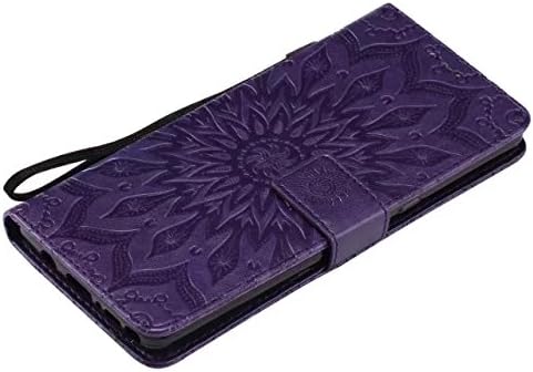 A-slim Galaxy Note 8 Wallet Case, (TM) Sun Pattern Embossed PU Leather Magnetic Flip Cover Card Holders & Hand Strap Wallet Purse Case for Samsung Galaxy Note 8 - Purple