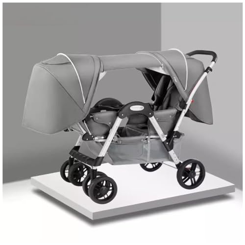 KITCISSL Cochecito Gemelar Silla De Paseo De Bebe Dobles Cochecito Coche Bebe Plegable, Silla De Paseo Gemelar Cochecitos Carritos Portátiles Carrito Bebe Carros for Bebes(Gray A)