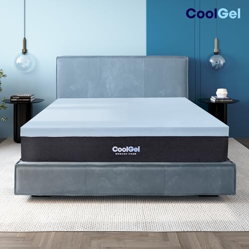 Image of COOL GEL Memory Foam Mattress Topper - 2 Inch Original Cool Gel Infused Memory Foam - Plush and Supportive, Pressure Relief - CertiPUR Ceritifed - Dorm Essentials, Twin Size