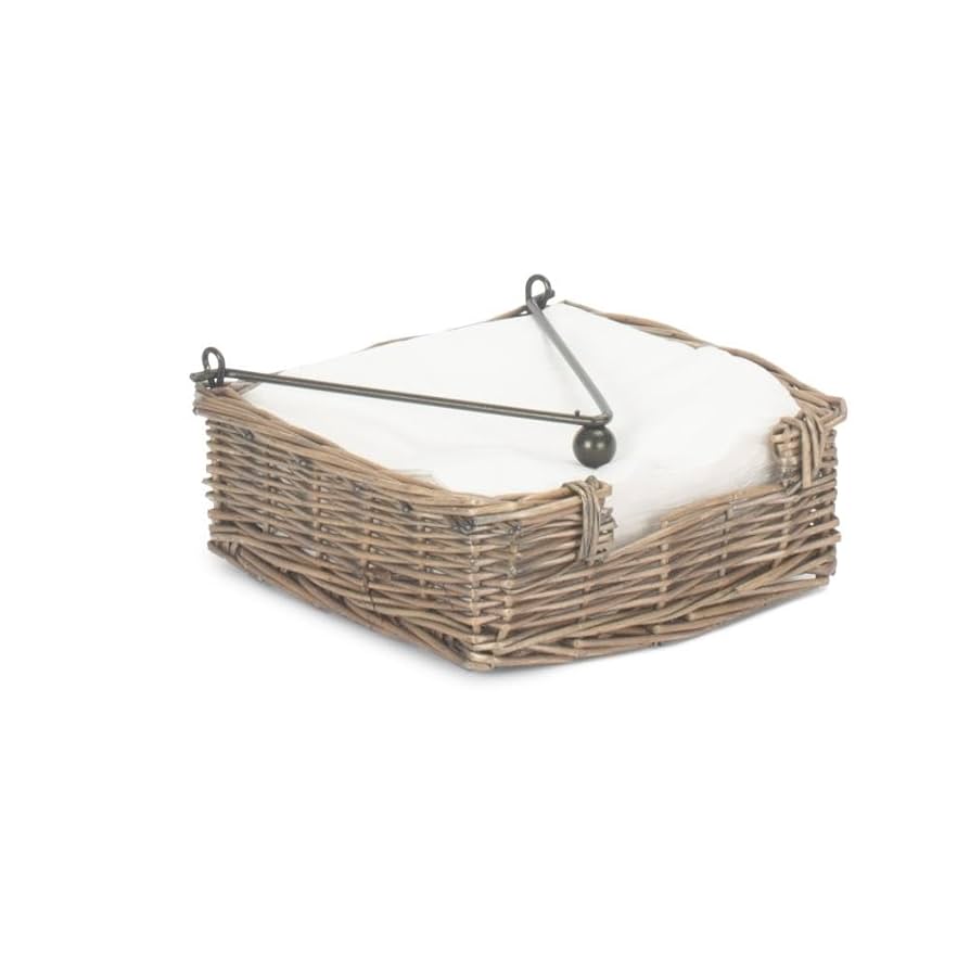 Red Hamper Antique Wash Wicker Napkin Holder Servilletero De