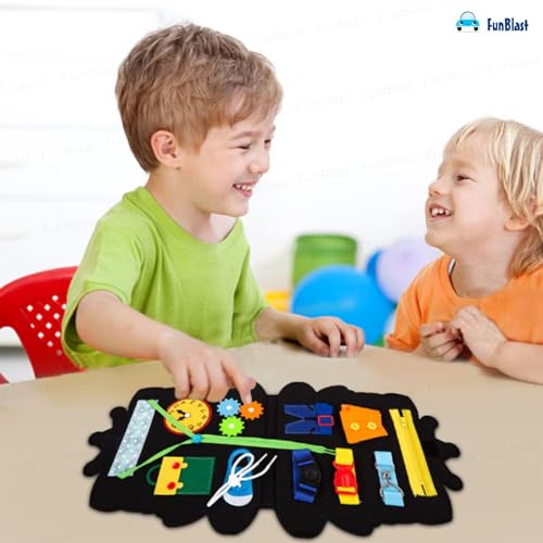 Image of FunBlast Busy Book for Toddlers Binder Board - Montessori Busy Board for Kids, Cartoon Design Learning Activity Toy for Toddlers, Educational & Early Learning Toys for Kids, Toddler (Tiger)