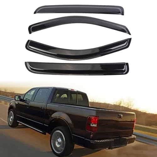 SONTIAN Window Visor Wind Deflector 4pcs Out-Channel Tape-On Nice Rain Guards Set Compatible with 2004-2008 Ford F-150 Super/Crew Cab 2006-2008 Lincoln Mark LT Super/Crew Cab 94443