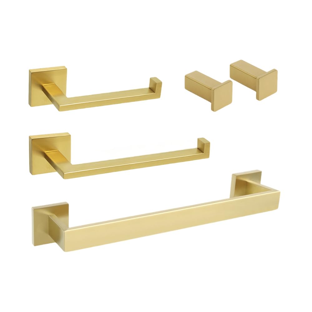 Ensemble or brossé salle de bain chic : kit d'accessoires muraux haut de gamme