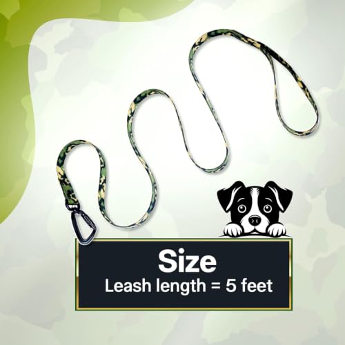Image of Adil's Biothane Waterproof Dog Collar, Dog Leash & Collar Leash Combo | Heavy Duty TPU Coated Webbing | Adjustable Quick Release Buckle | Odour Resistant (Army Print, L-22, Leash Only)