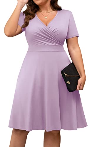 Image of POSESHE Womens Plus Size Dresses Sleeveless Wrap V-Neck Sundress Casual Summer Wedding Guest Cocktail Dress with Pockets