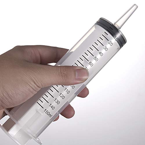Image of 2 PCS 150 ML Large Syringes, Plastic Garden Industrial Syringes for Scientific Labs, Measuring, Watering, Refilling, Filtration Multiple Uses