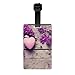 Lot de 2 étiquettes de bagages, fleurs violettes fraîches lilas décoratives roses étiquettes d'identification de bagage avec dragonne détachable et carte d'adresse pour sac de voyage valise