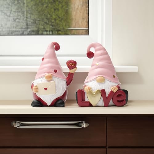 Easimecor HOMEBEAUT01 Valentines Gnomes Figurines Gifts For Valentine'S Day Wedding Anniversary Lovely Couple Figurines In Love Valentines Gnomes Statues Valentines Day Decoration Home Office Table Decor  thumb #5