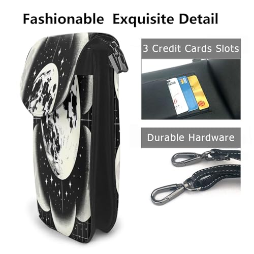 Cell Phone Crossbody Purse Moon Phases Black Womens Shoulder Wallet With Phone Pocket2