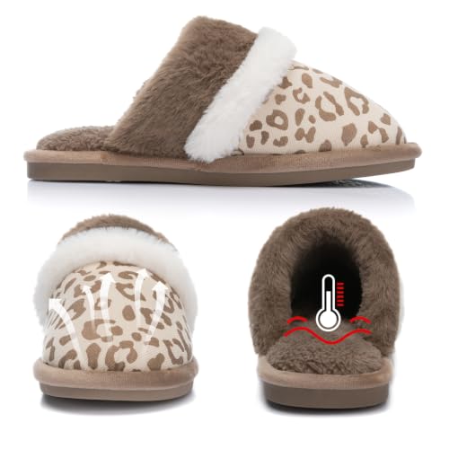 Image of GOEWY Cozy Slippers for Women Indoor and Outdoor Fuzzy House Shoes with Memory Foam Anti-Skid Sole Gifts for Women Mom Ladies