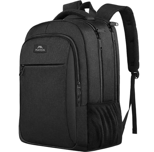 MATEIN Mochila Portatil Hombre Impermeable, Mochila Ordenador Portatil 15.6 Pulgadas con Puerto USB, Mochilas Portátil Antirrobo Laptop Backpack del Negocio Trabajo Diario Viaje Escolares - Negro