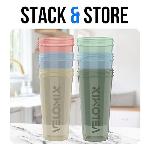 Image of VELOMIX 6 Pack 28oz Protein Shaker Bottle for Protein Mixes, Muted Pastel