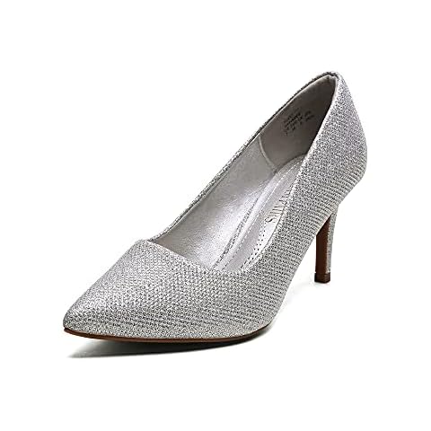 DREAM PAIRS Silver Glitter Mid Heels Cover