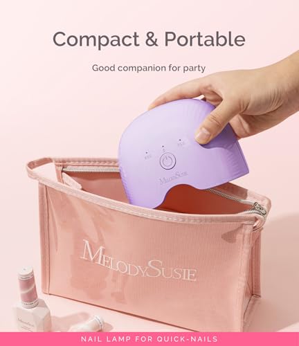 Image of MelodySusie Mini Cordless UV Nail Lamp, P-ART06G Rechargeable Portable LED UV Light with Smart Sensor, 4-Finger Curing for All Soft Gels, Especially Half-Cured Gel, Base Coat & Top Coat, Purple
