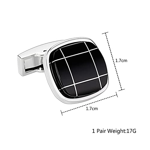 Mancuernillas negras para hombre de acero inoxidable grabadas miniatura 2