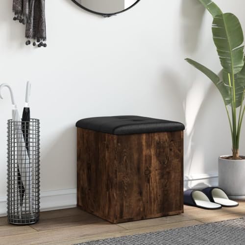Banc avec espace de rangement et couvercle rabat stable marron