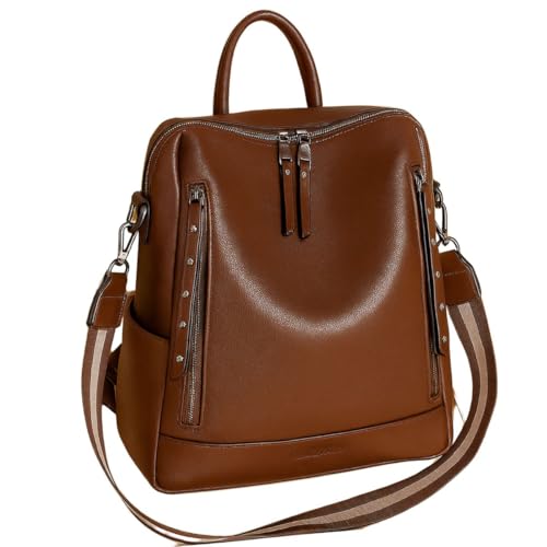 Mochila Bolsa Feminina 2 em 1 Reforçada Com Alça Transversal Moderna Casual Trabalho Passeio Dia a Dia (Brown)
