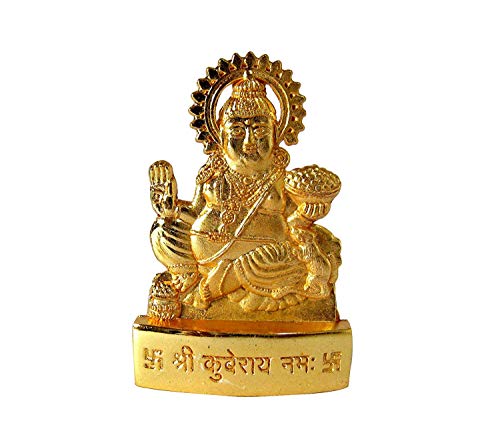 Image of PECH Kuber Ji Ki Murti 8 CM Kubera Idol Golden Kuber Statue for Wealth and Harmony Home Office Vastu House Warming Gifts