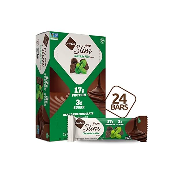 Nugo Slim Dark Chocolate Mint, 18g Vegan Protein, 3g Sugar, 6g Fiber