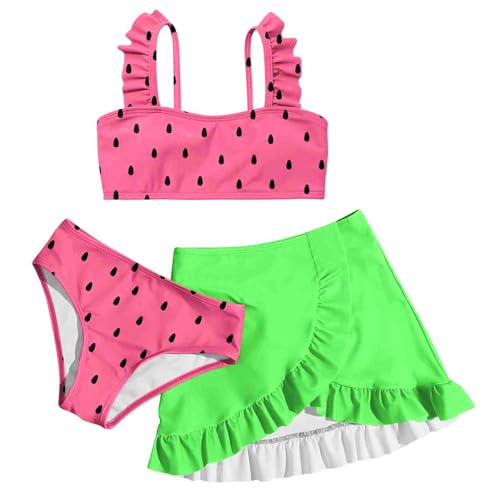 Image of ALISISTER Girls Swimsuit 3 Piece Bathing Suits Summer Bikini Tankini Sets with Cover Up Skirt for 4-12 Years
