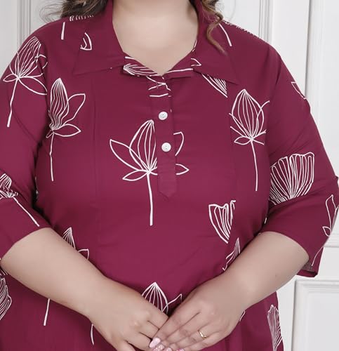 Image of NISHIRE Women's Cotton Floral Co-ord Kurta Set, Plus Size Stylish Ethnic Wear Set