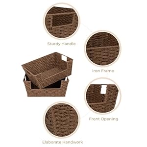 StorageWorks Wicker Baskets for Storage, Pantry Baskets Organization and Storage, Pantry Storage Baskets, Handwoven Wicker Baskets for Shelves, Brown, 2 Pack StorageWorks Wicker Baskets for Storage Pantry Baskets Organization and Storage Pantry Storage Baskets Handwoven Wicker Baskets for Shelves Brown 2 Pack