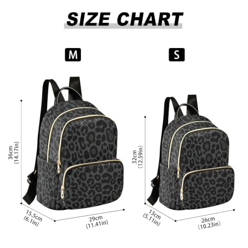 Image of ALAZA Black Gray Leopard Print Easter Women Backpack Purse Ladies Fashion Shoulder Bag Daypack Travel Bag 10L