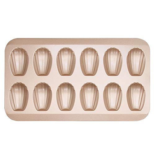 AIKENR Nonstick Madeleine Pan, 12 Cavity Shell Shape Carbon Steel Baking Cake Mold Pan Oven Baking