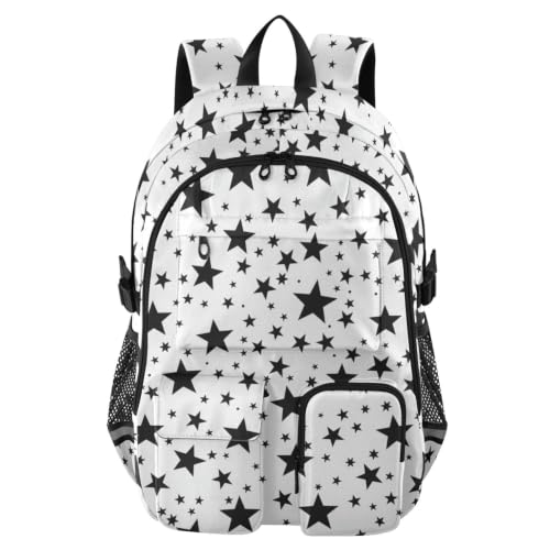 Mochila para laptop de 17.5 pulgadas con estrellas negras para adolescentes y trabajo