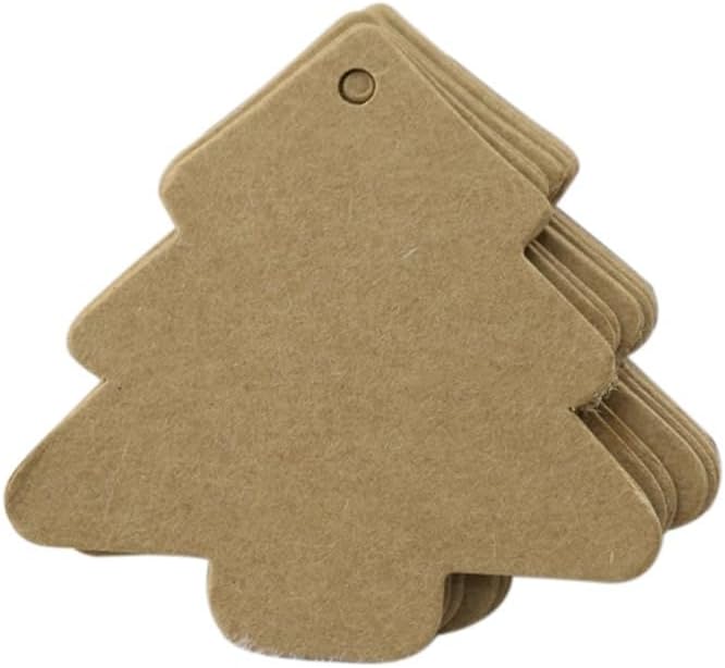 Tofficu 100pcs Christmas Tree Tags, Vintage Christmas Hanging Ornaments Lables, Christmas Tree Tag, Christmas Tree Tag, Christmas Tree Kraft Tags, DIY Nametags Listing Kraft Paper