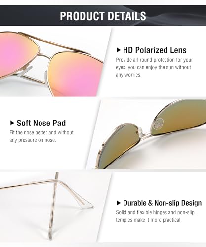 Image of KALIYADI Polarized Aviator-Sunglasses-for-Men Women Mens-Sunglasses: Lightweight Polit Sun Glasses Upgraded UV400 for Driving