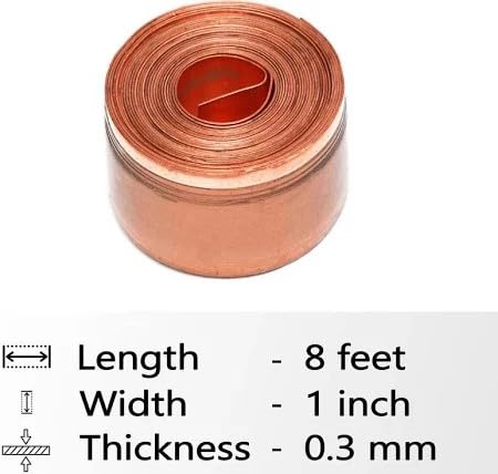Vaastu Copper Strip for Entrance and Zone Balancing, 1 Inch Width, 8 Feet Length, 0.3mm Thickness, Decorative Metal Tambe Patti Vastu Shastra Fengshui Reiki Compliant Item