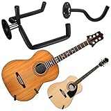 Yaocom 4 Sets Wall Mount Guitar Holder - Black Display Rack Hook Holder Stand for Electric, Classical, Ukulele, Banjo and Mandolin