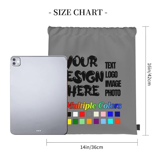 Custom Drawstring Bag for Men & Women 1-100 PCS With Your Design Personalized Drawstring Bags With Your Text Logo Image Customized Backpack Gifts for Friends Gray3