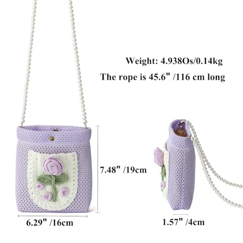 Crossbody Bag for Women & Girls - Small Mesh Purse Wallet with Original Design, Perfect as Vacation & Travel Essentials, Beach Bag, or Gift (Purple)2