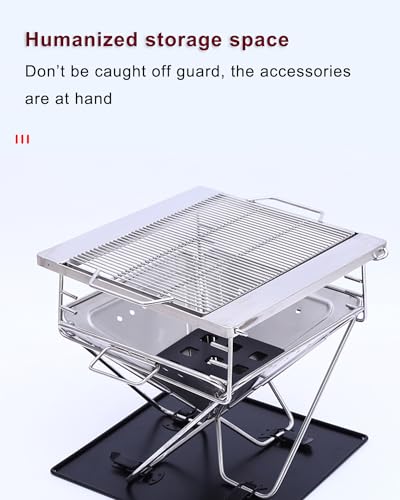 Parrilla plegable de acero inoxidable para barbacoa de camping con bolsa 6