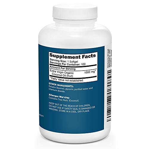 Dr Tobias Coconut Oil - Extra Virgin & Non-GMO Coconut Oil - 1,000 mg (100 Count)
