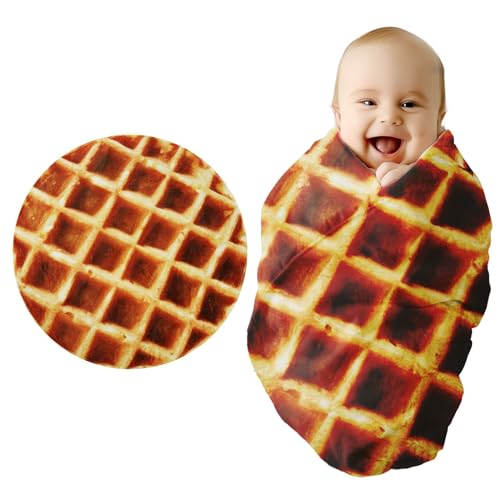 Image of Baby Blanket for Boys Girls, Baby Gifts Waffle Blanket - Funny Gifts for Baby Shower, Soft Flannel Swaddle Blanket for Birthday Gifts, Food Blanket for Newborn 36 inch