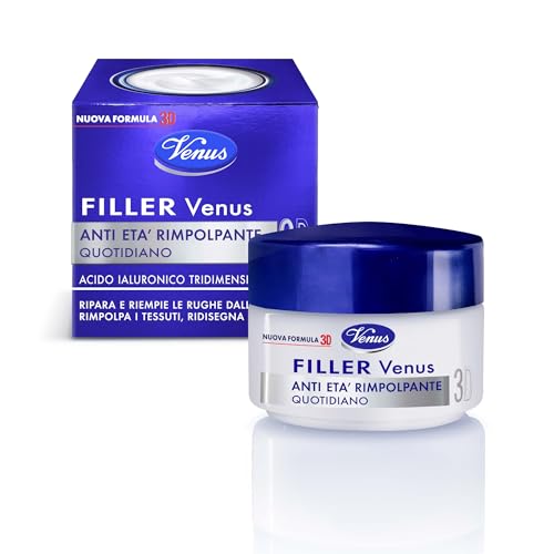 Venus, Filler 3D Anti-Età Rimpolpante Quotidiano, Con Acido Ialuronico Tridimensionale, Ripara e Riempie Rughe, Ridisegna Contorni e Rassoda, Ideale dai 50 Anni, 50 ml, Clinicamente testato